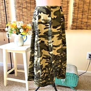 Camouflage Ruffled Full Midi Skirt Pettiskirt